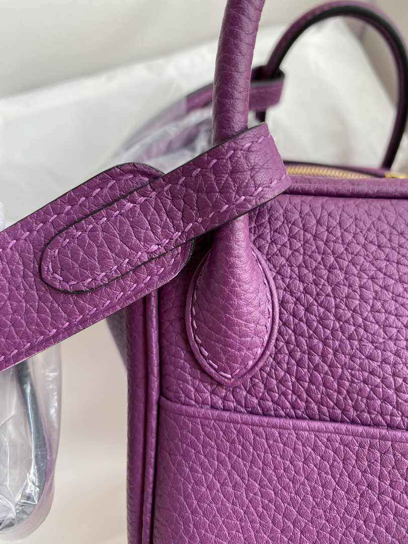 Hermes Lindy Mini Bag Purple Togo Leather Gold Hardware H8628