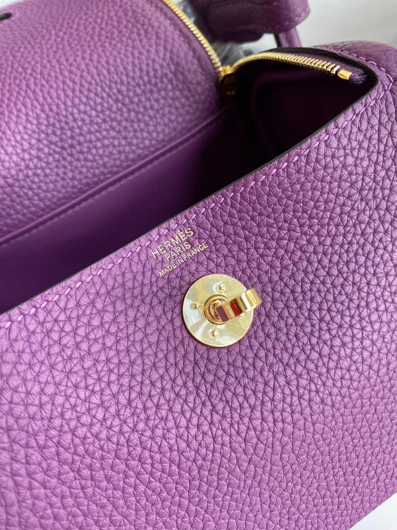 Hermes Lindy Mini Bag Purple Togo Leather Gold Hardware H8628