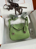 Hermes Lindy Mini Bag Green Togo Leather Silver Hardware H8631