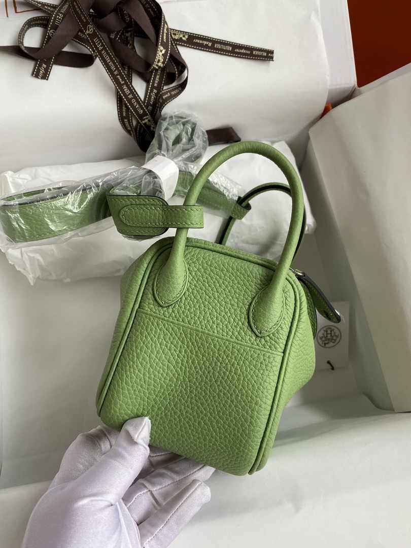 Hermes Lindy Mini Bag Green Togo Leather Silver Hardware H8631