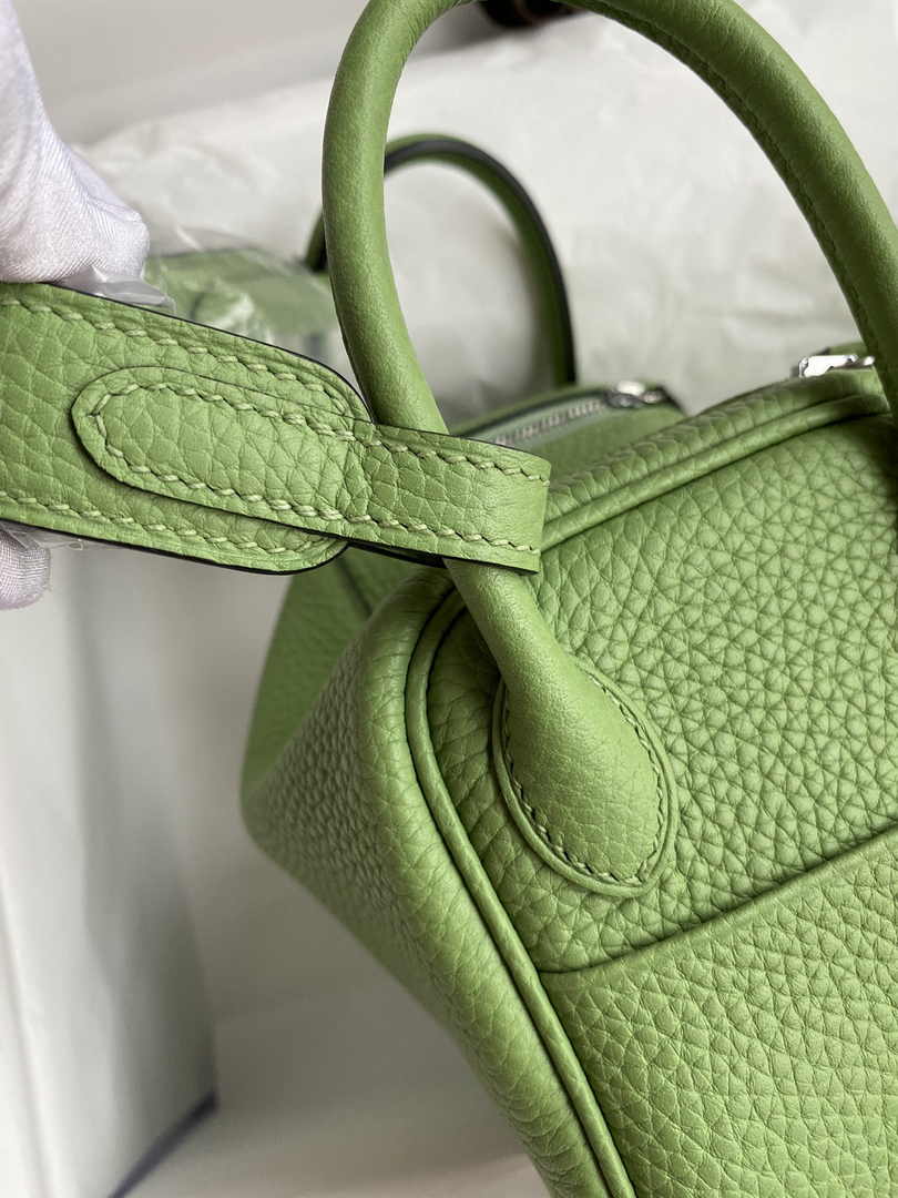 Hermes Lindy Mini Bag Green Togo Leather Silver Hardware H8631