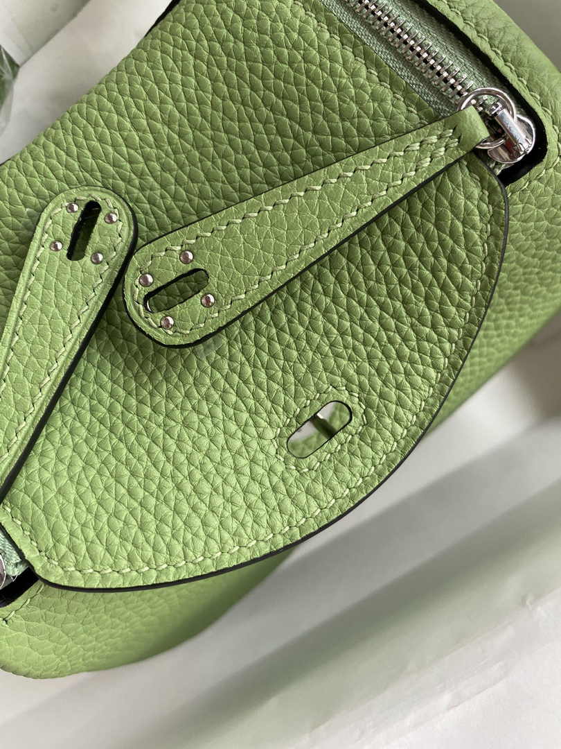 Hermes Lindy Mini Bag Green Togo Leather Silver Hardware H8631
