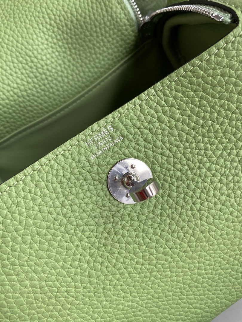 Hermes Lindy Mini Bag Green Togo Leather Silver Hardware H8631
