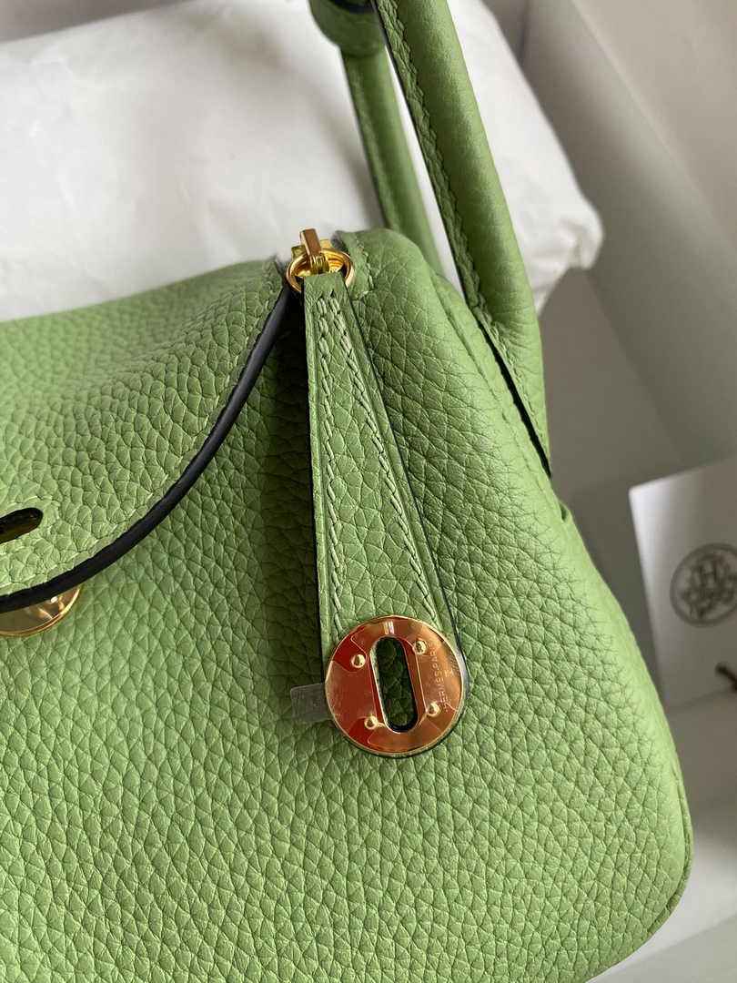 Hermes Lindy Mini Bag Green Togo Leather Gold Hardware H8630