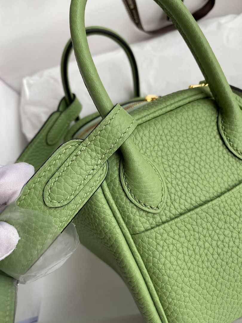 Hermes Lindy Mini Bag Green Togo Leather Gold Hardware H8630
