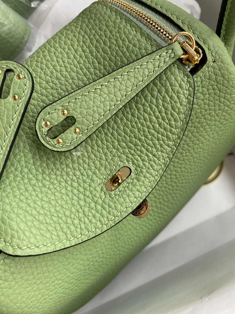 Hermes Lindy Mini Bag Green Togo Leather Gold Hardware H8630