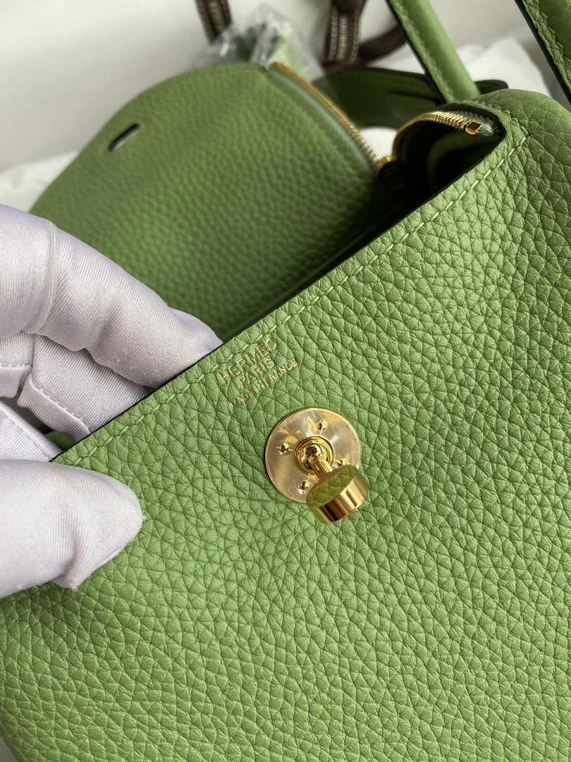 Hermes Lindy Mini Bag Green Togo Leather Gold Hardware H8630