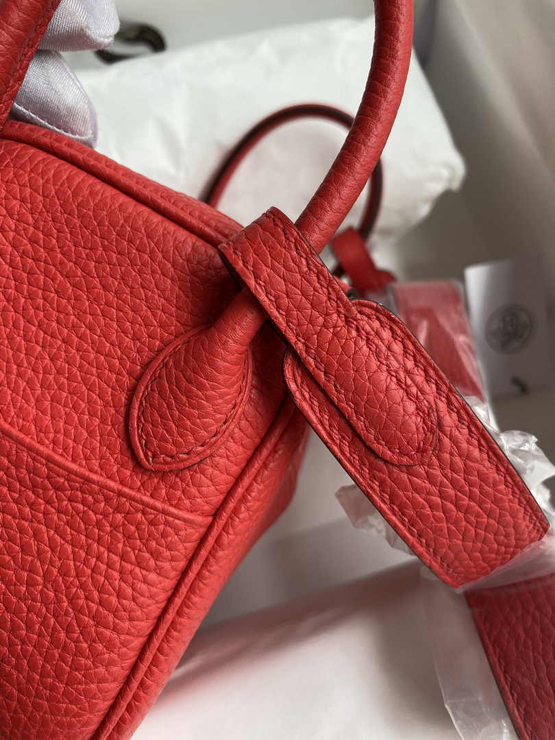 Hermes Lindy Mini Bag Red Togo Leather Gold Hardware H8634