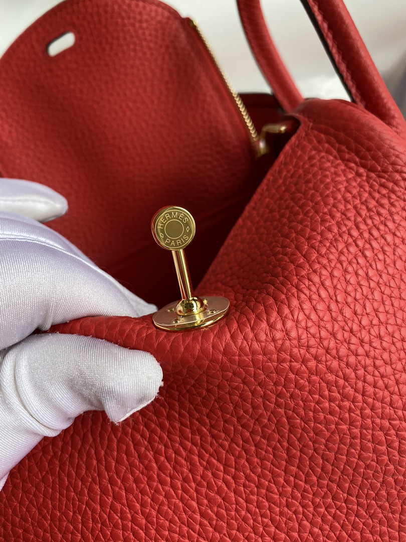 Hermes Lindy Mini Bag Red Togo Leather Gold Hardware H8634