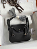 Hermes Lindy Mini Bag Black Togo Leather Silver Hardware H8637