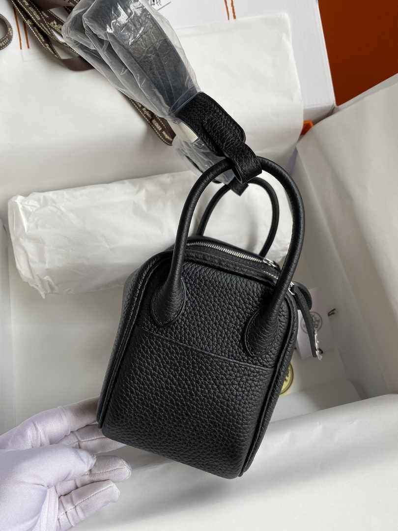Hermes Lindy Mini Bag Black Togo Leather Silver Hardware H8637