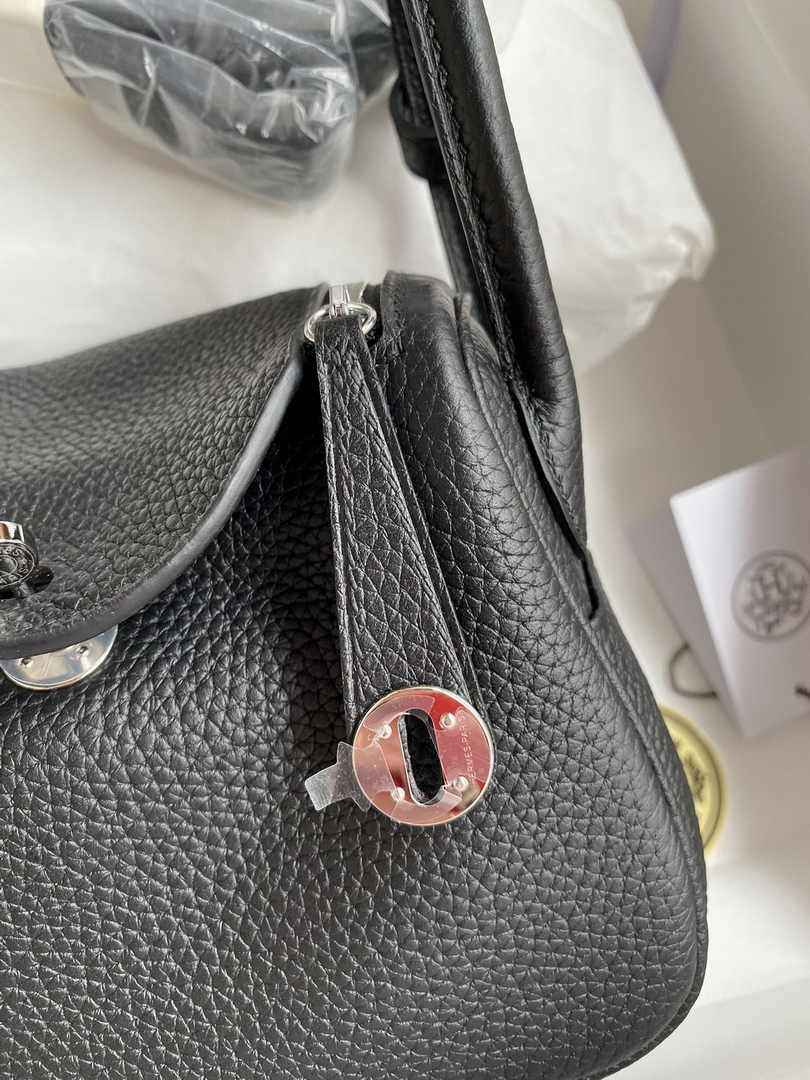 Hermes Lindy Mini Bag Black Togo Leather Silver Hardware H8637