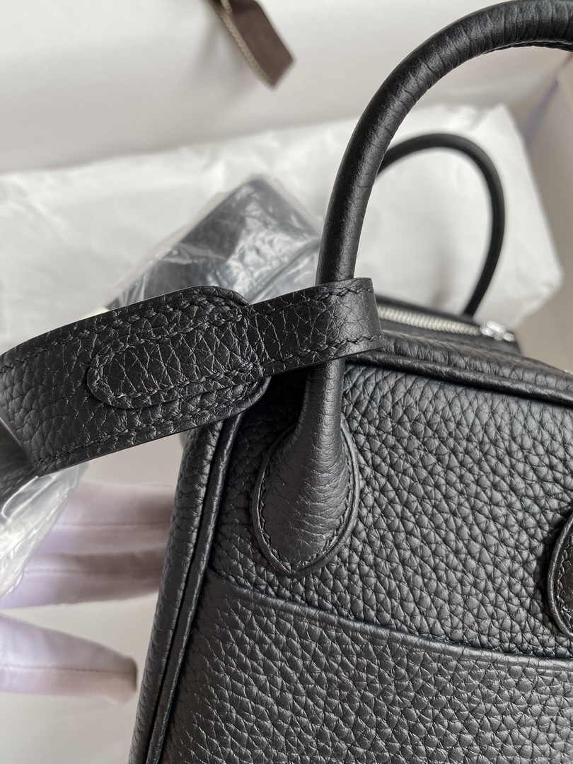 Hermes Lindy Mini Bag Black Togo Leather Silver Hardware H8637