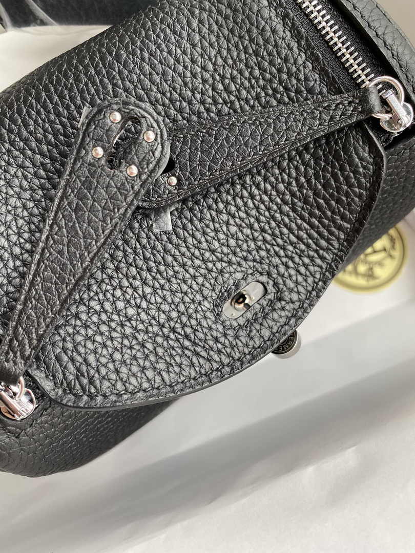 Hermes Lindy Mini Bag Black Togo Leather Silver Hardware H8637