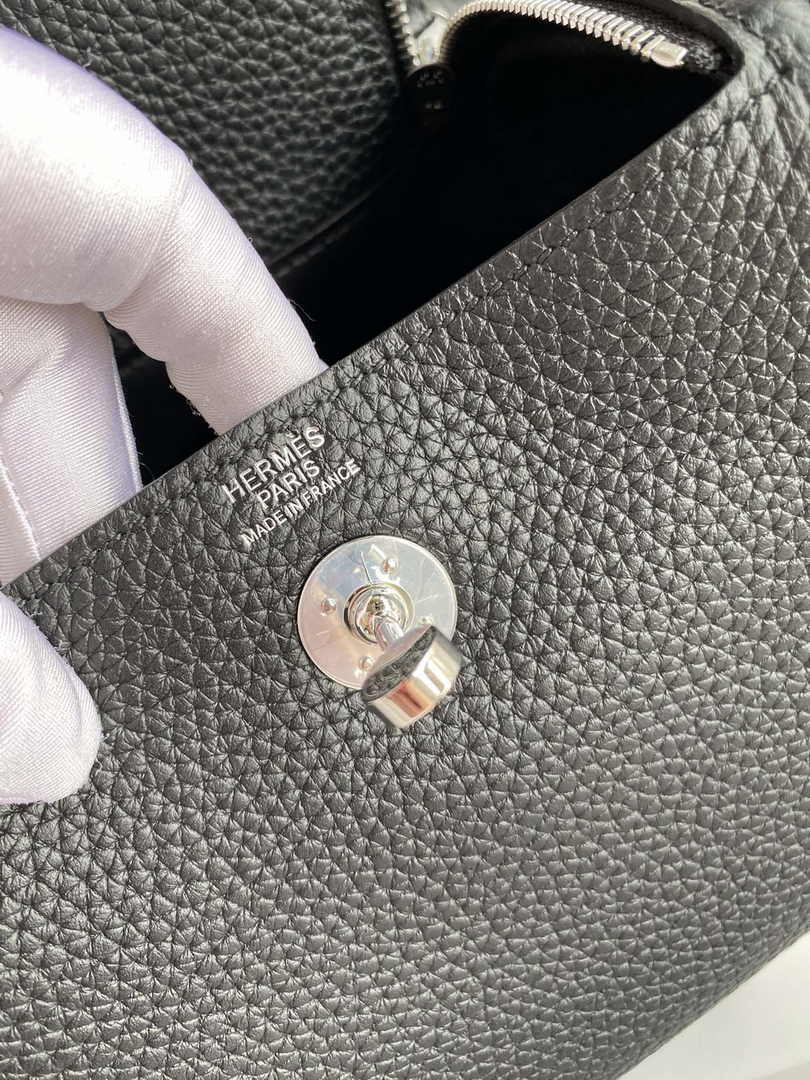 Hermes Lindy Mini Bag Black Togo Leather Silver Hardware H8637