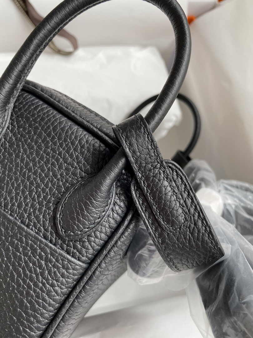 Hermes Lindy Mini Bag Black Togo Leather Gold Hardware H8636