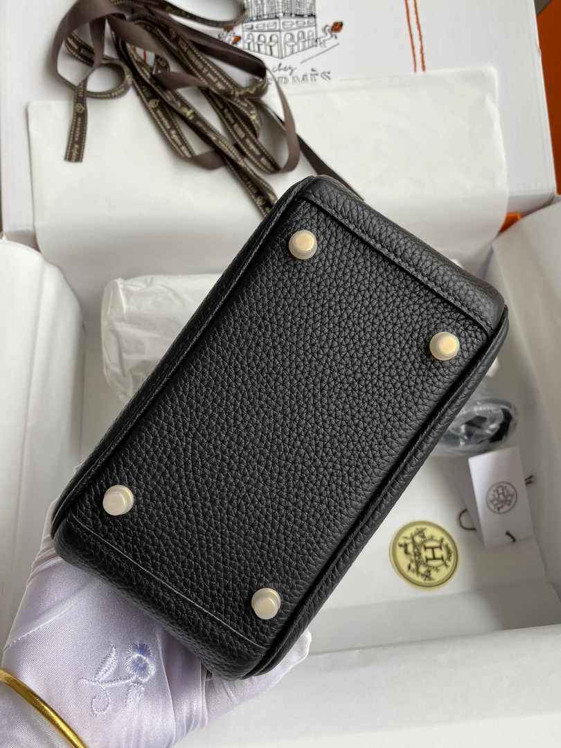 Hermes Lindy Mini Bag Black Togo Leather Gold Hardware H8636