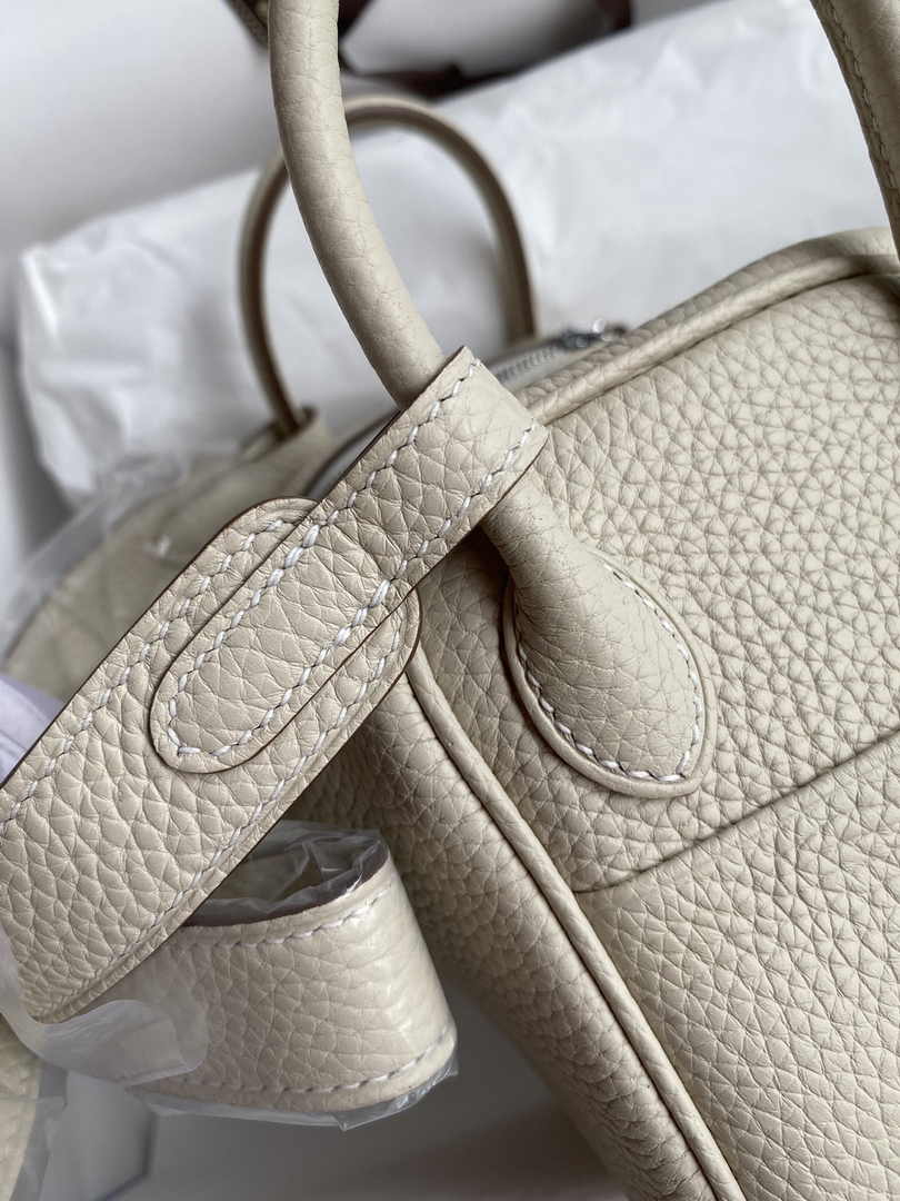 Hermes Lindy Mini Bag Beige Togo Leather Silver Hardware H8639