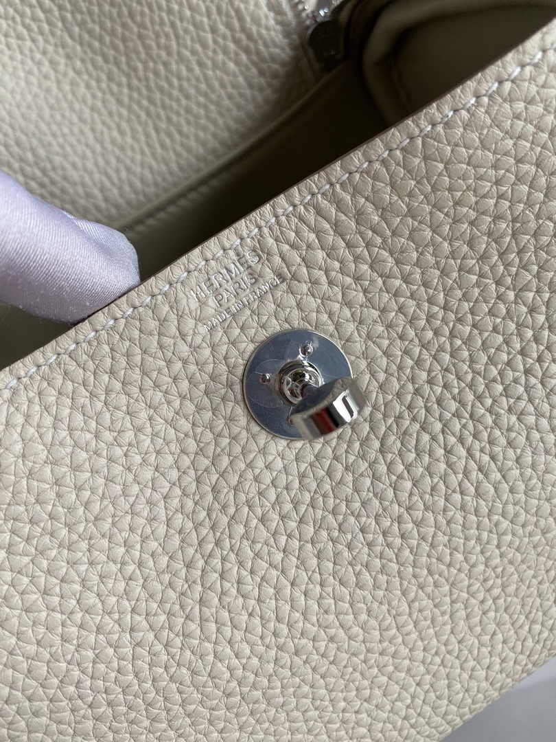 Hermes Lindy Mini Bag Beige Togo Leather Silver Hardware H8639