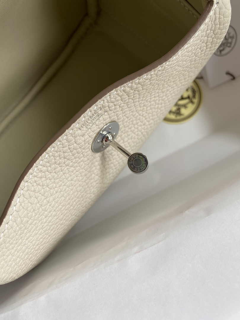 Hermes Lindy Mini Bag Beige Togo Leather Silver Hardware H8639