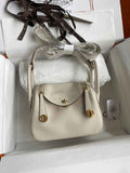 Hermes Lindy Mini Bag Beige Togo Leather Gold Hardware H8638