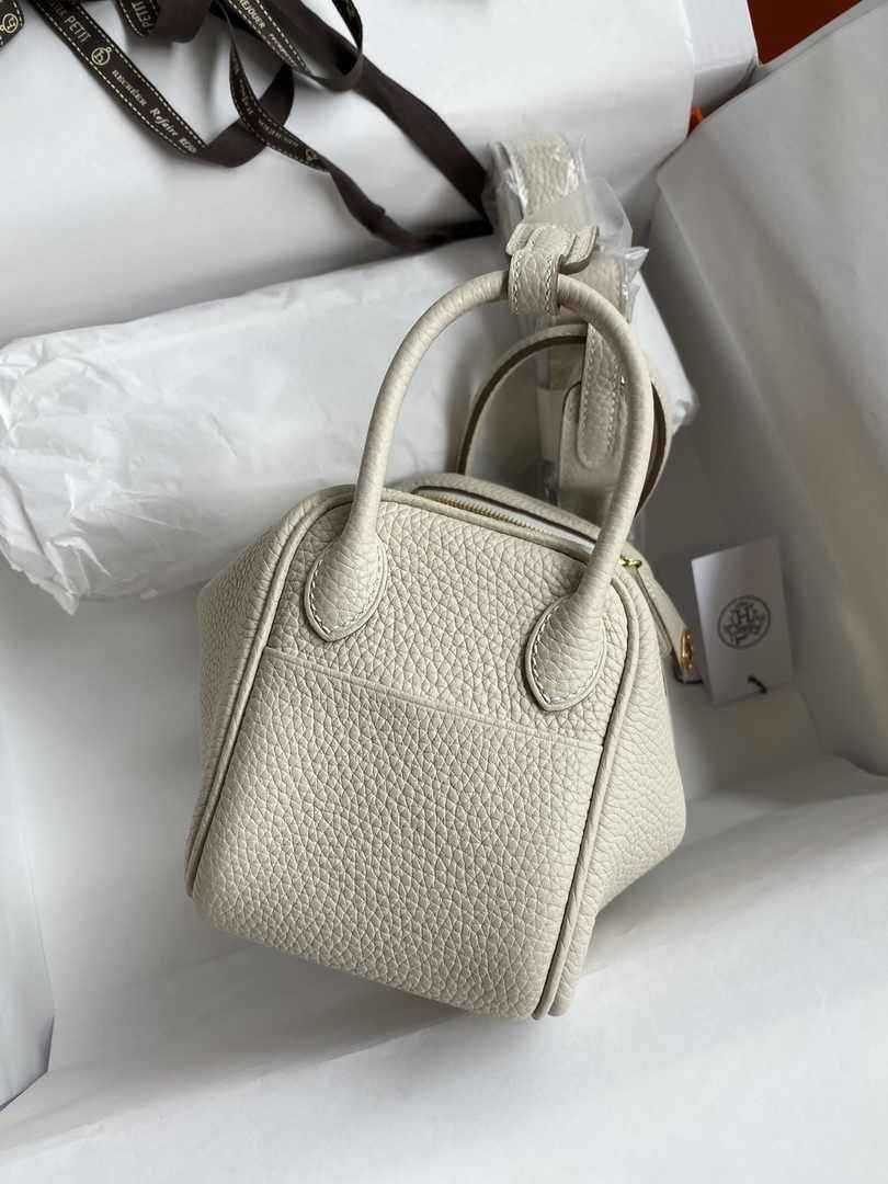 Hermes Lindy Mini Bag Beige Togo Leather Gold Hardware H8638
