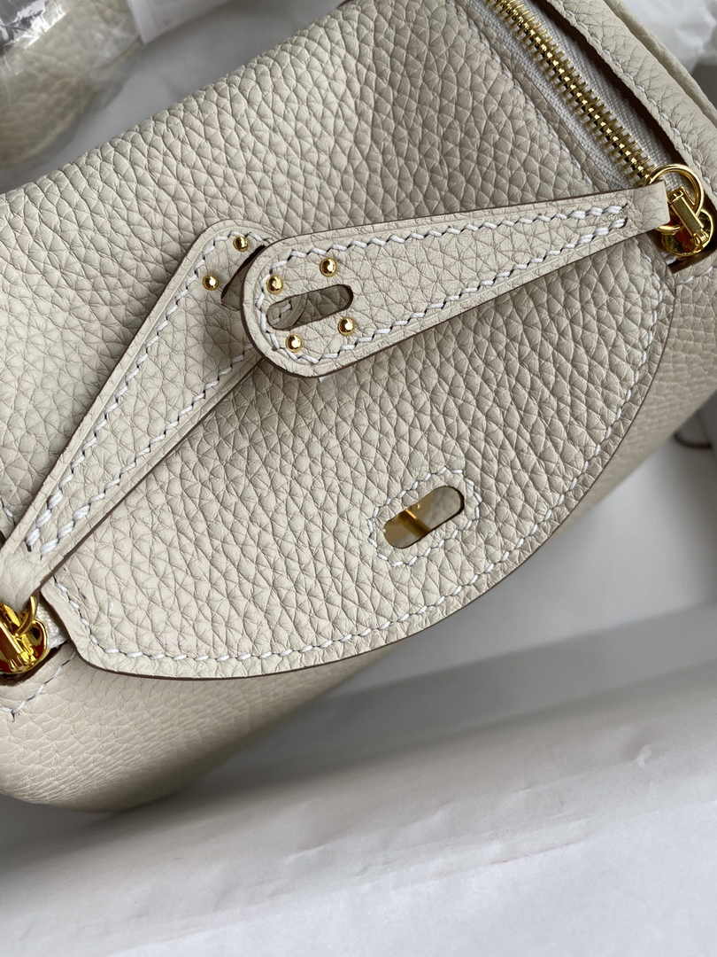 Hermes Lindy Mini Bag Beige Togo Leather Gold Hardware H8638