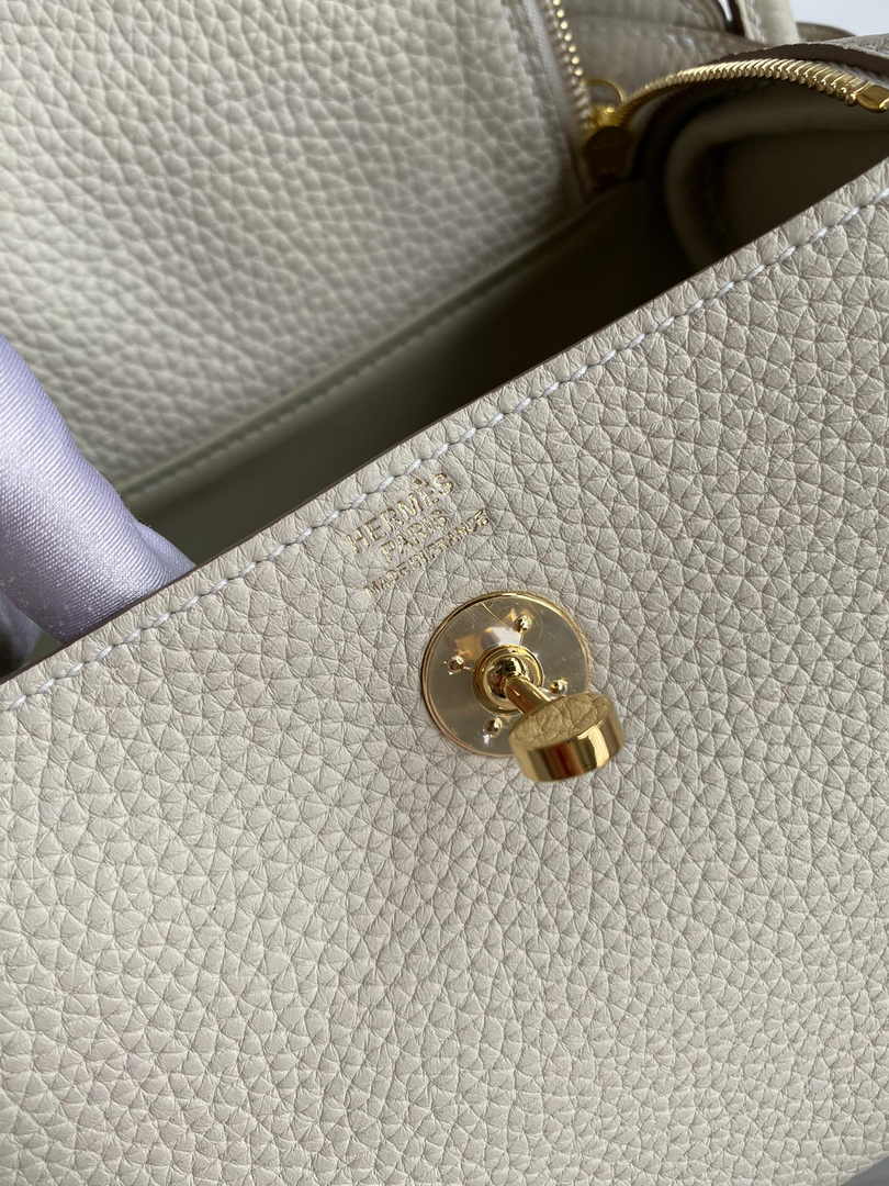 Hermes Lindy Mini Bag Beige Togo Leather Gold Hardware H8638