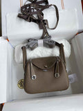 Hermes Lindy Mini Bag Brown Togo Leather Silver Hardware H8641
