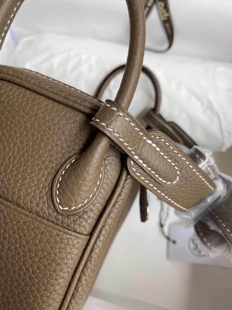 Hermes Lindy Mini Bag Brown Togo Leather Silver Hardware H8641
