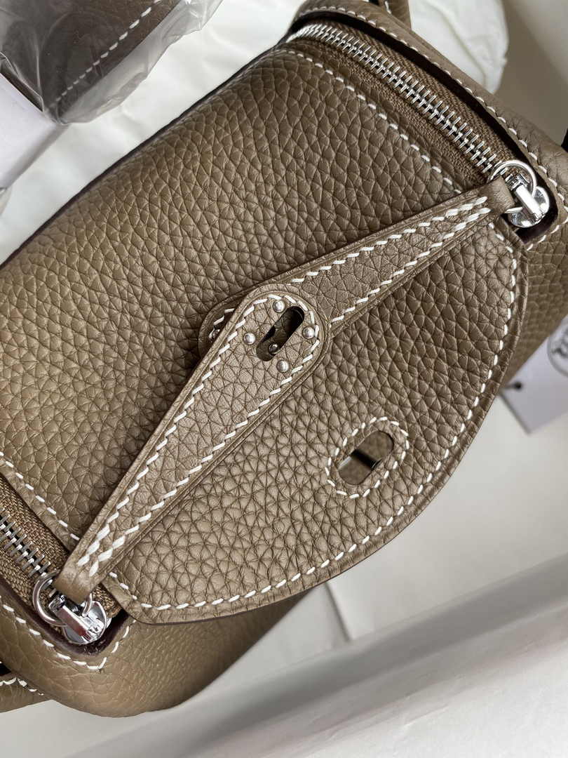 Hermes Lindy Mini Bag Brown Togo Leather Silver Hardware H8641