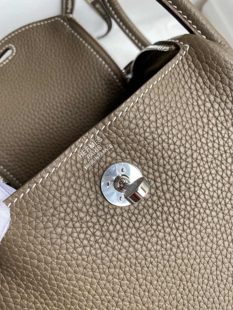 Hermes Lindy Mini Bag Brown Togo Leather Silver Hardware H8641