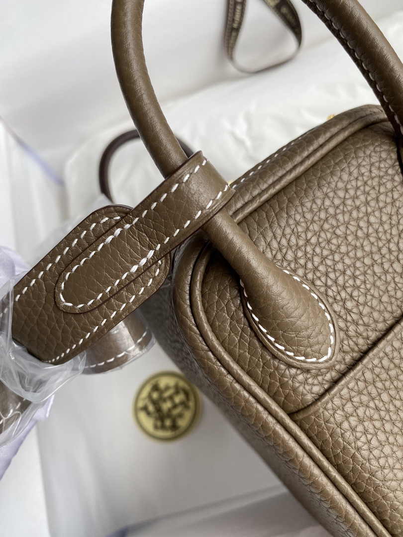 Hermes Lindy Mini Bag Brown Togo Leather Gold Hardware H8640