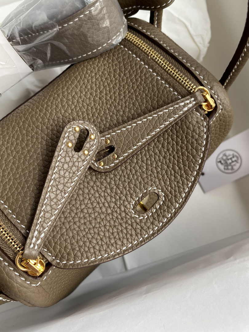 Hermes Lindy Mini Bag Brown Togo Leather Gold Hardware H8640