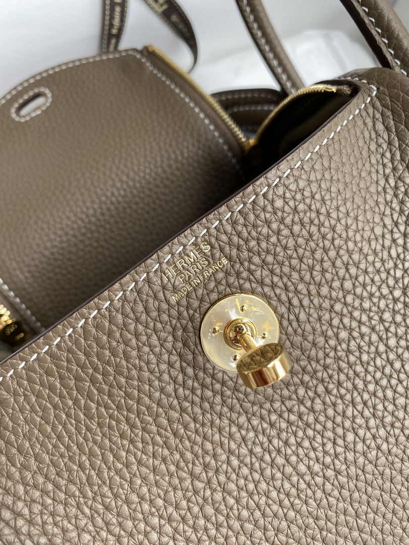Hermes Lindy Mini Bag Brown Togo Leather Gold Hardware H8640