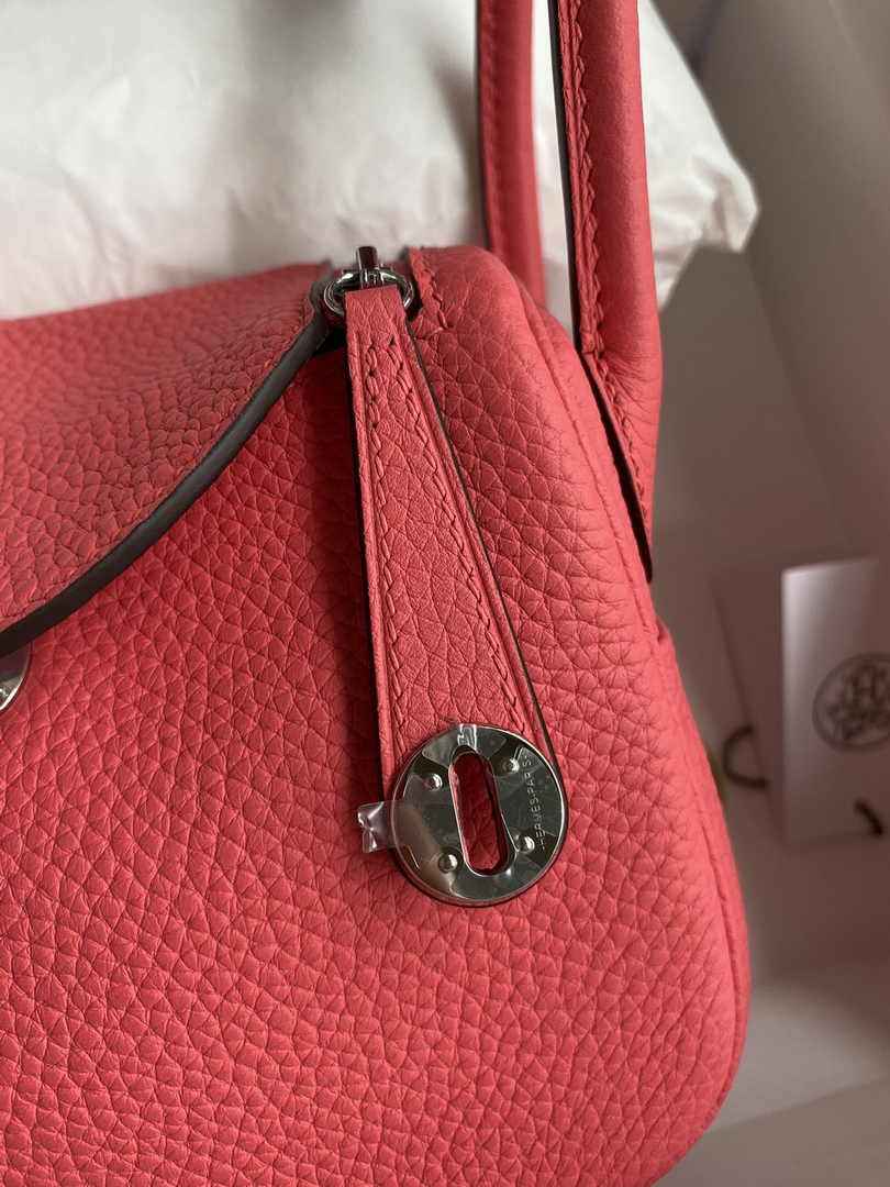 Hermes Lindy Mini Bag Pink Togo Leather Pink Hardware H8643
