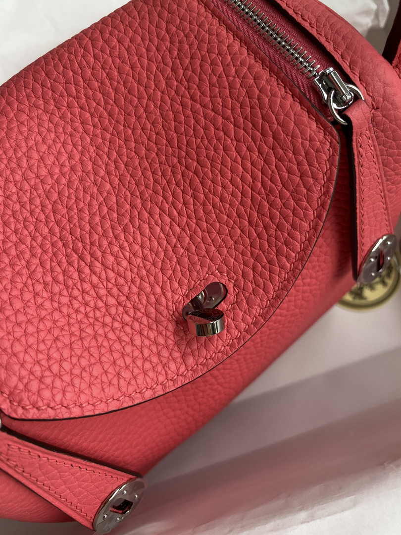 Hermes Lindy Mini Bag Pink Togo Leather Pink Hardware H8643