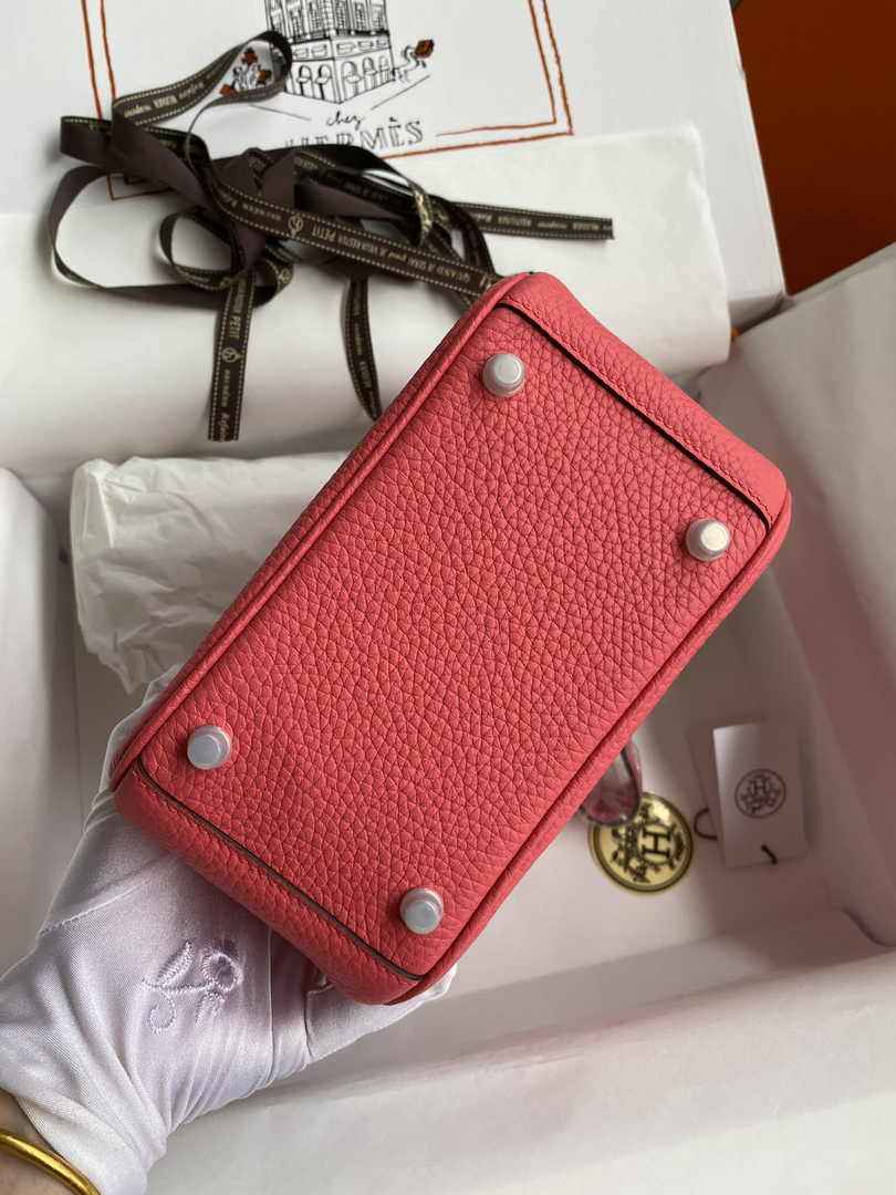 Hermes Lindy Mini Bag Pink Togo Leather Pink Hardware H8643