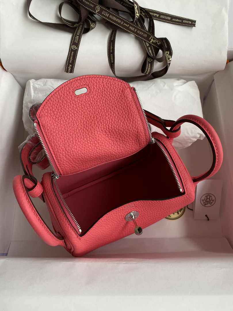 Hermes Lindy Mini Bag Pink Togo Leather Pink Hardware H8643