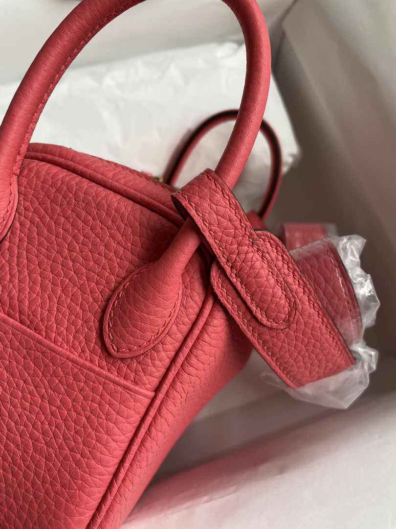 Hermes Lindy Mini Bag Pink Togo Leather Gold Hardware H8642