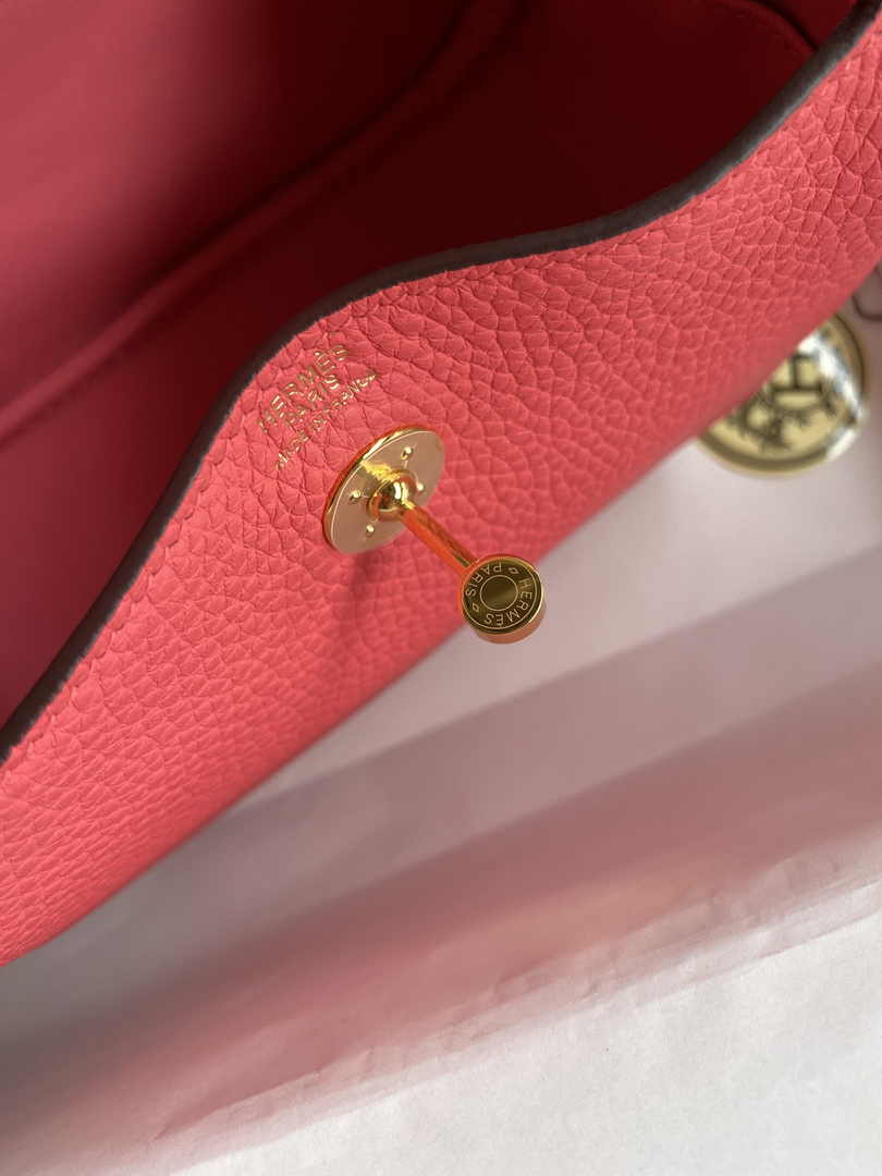 Hermes Lindy Mini Bag Pink Togo Leather Gold Hardware H8642