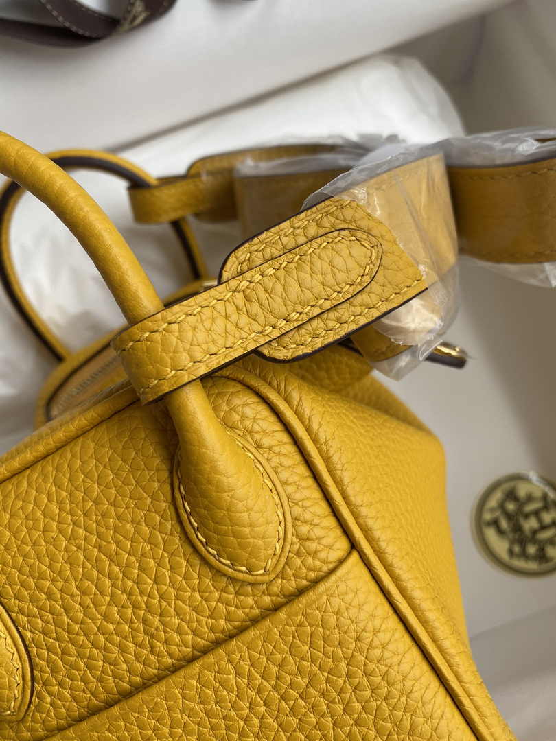 Hermes Lindy Mini Bag Yellow Togo Leather Gold Hardware H8644