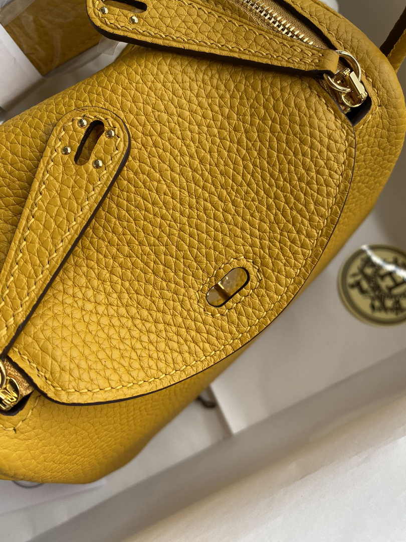 Hermes Lindy Mini Bag Yellow Togo Leather Gold Hardware H8644