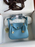 Hermes Lindy Mini Bag Blue Togo Leather Gold Hardware H8646