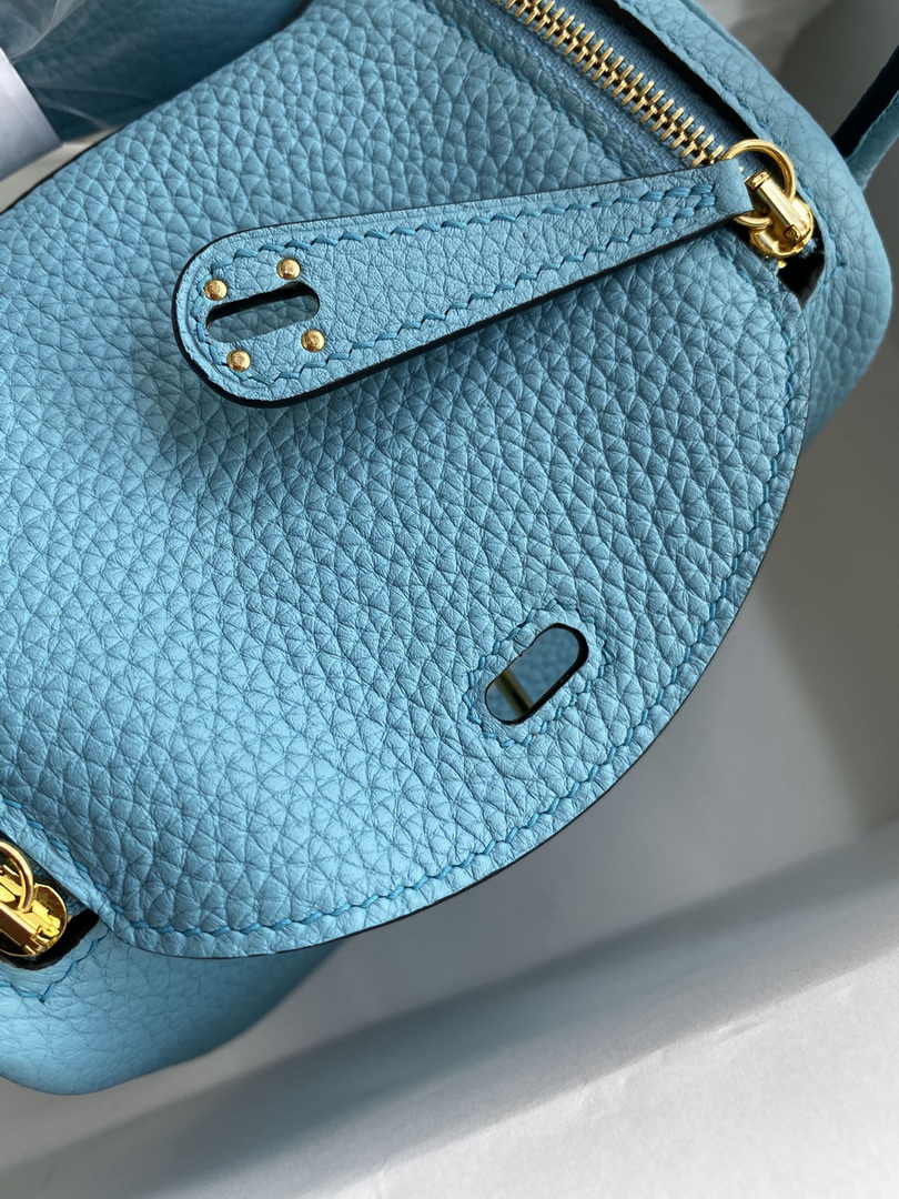 Hermes Lindy Mini Bag Blue Togo Leather Gold Hardware H8646