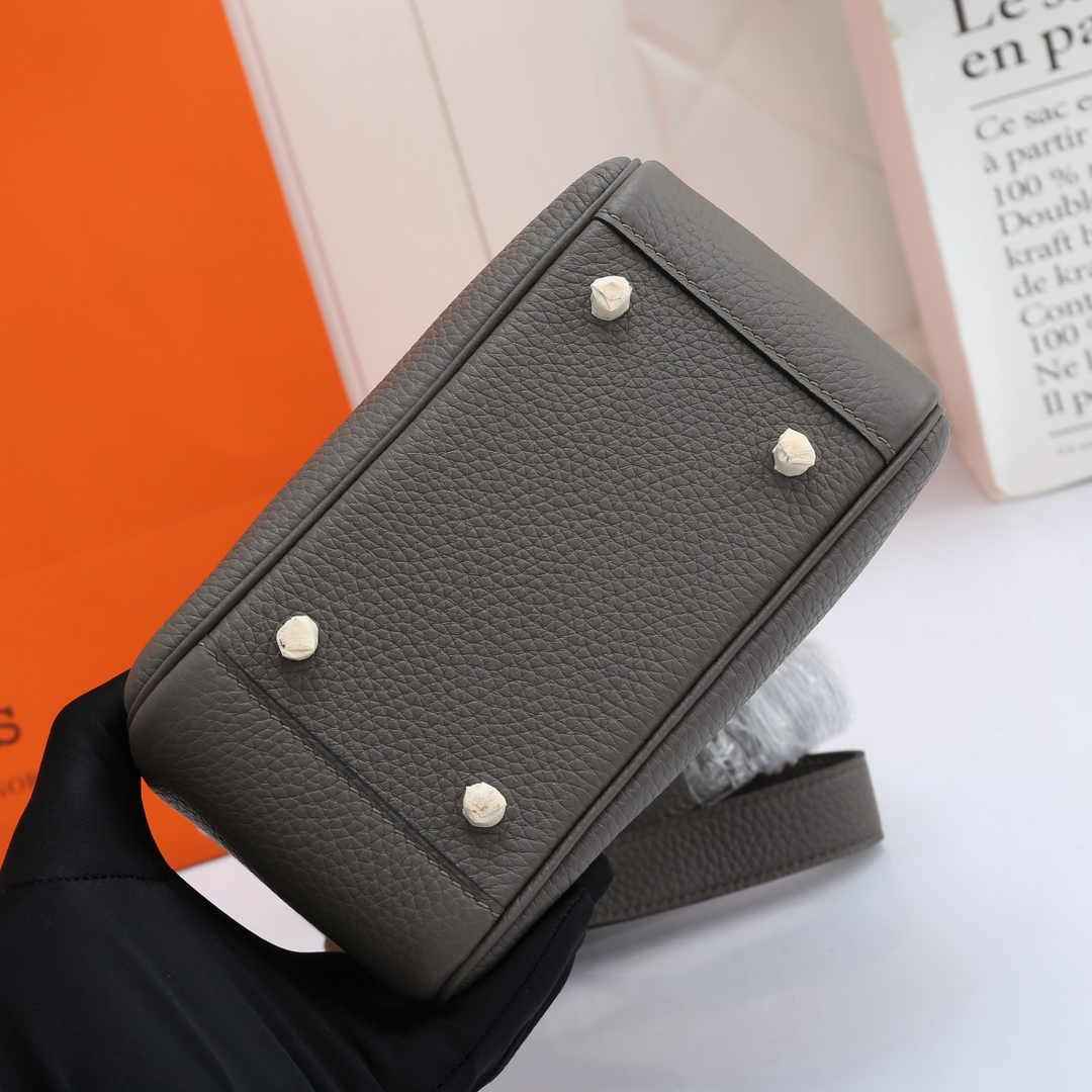 Hermes Lindy Mini Bag Dark Gray Togo Leather Silver Hardware H8600