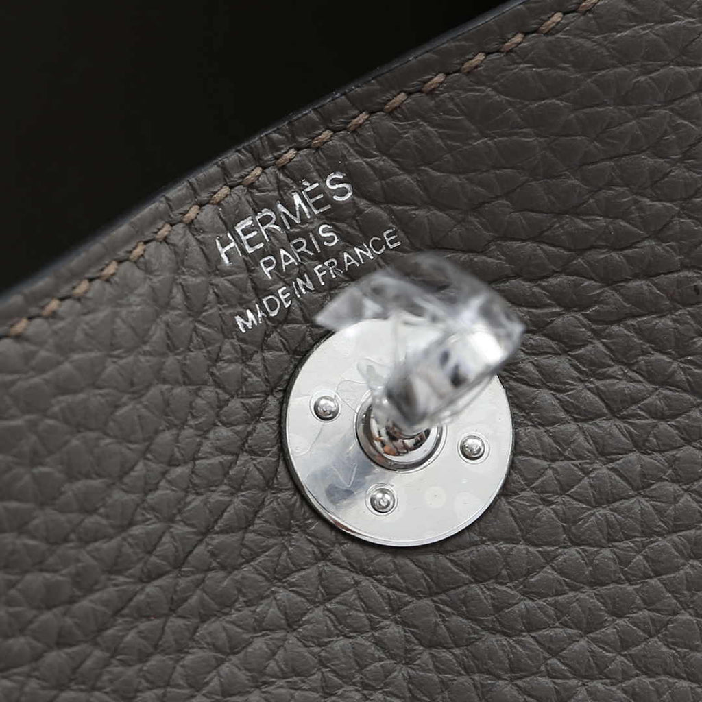 Hermes Lindy Mini Bag Dark Gray Togo Leather Silver Hardware H8600
