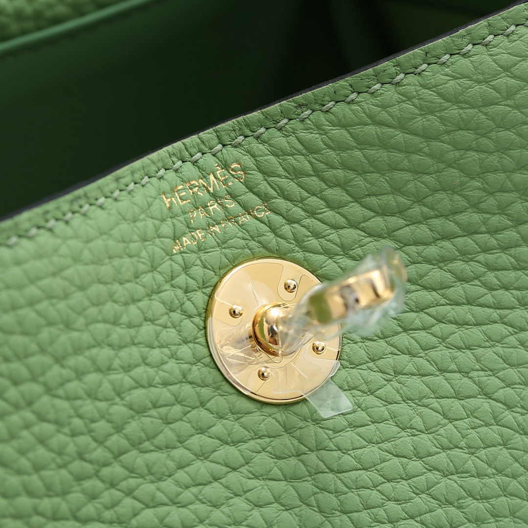 Hermes Lindy Mini Bag Green Togo Leather Gold Hardware H8601