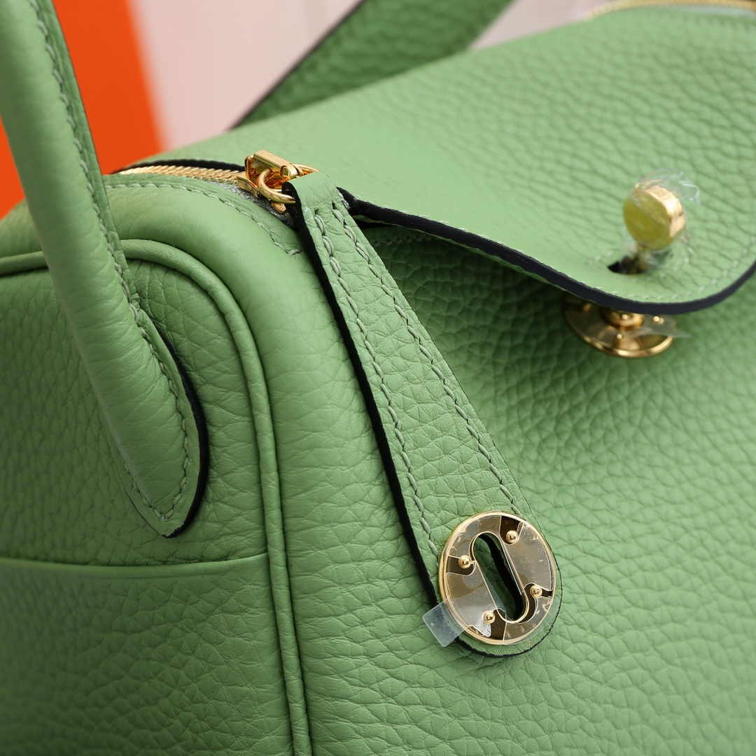 Hermes Lindy Mini Bag Green Togo Leather Gold Hardware H8601