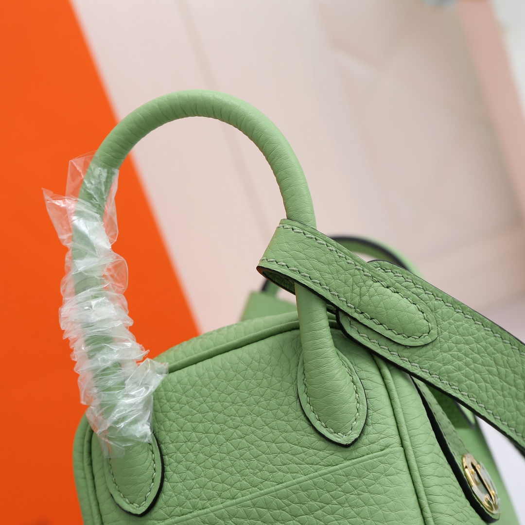 Hermes Lindy Mini Bag Green Togo Leather Gold Hardware H8601